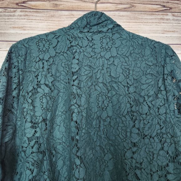 Torrid Blazer Women's Size 1 Dark Green Lace  Open Front Jacket Long Sleeve - Picture 10 of 15